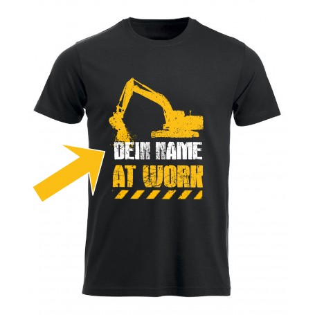 T-Shirt Excavator AT WORK with individual name