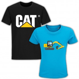 Kids T-SHIRTS CAT Logo and Excavator Pack of 2